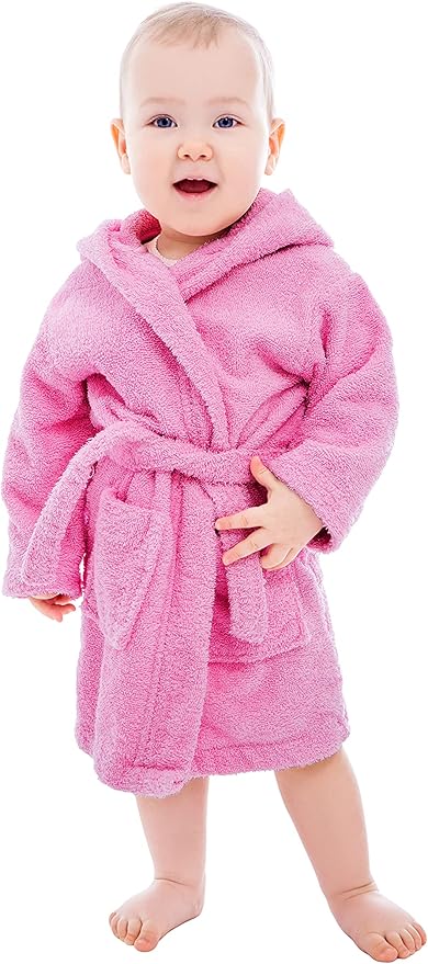 BAGNO MILANO Kids Organic Turkish Cotton Hooded Beach Cover-Up Towel, GOTS Certified, for Boys and Girls (Pink, 13-15 Years)