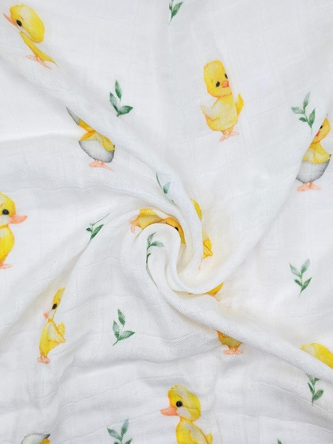 Muslin Swaddle Blankets, Soft Breathable Cozy Baby Blankets for Newborn Boys and Girls, 47” X 47“, 2 Pack Receiving Swaddles, 70% Viscose from Bamboo 30% Cotton (Playful Pals)