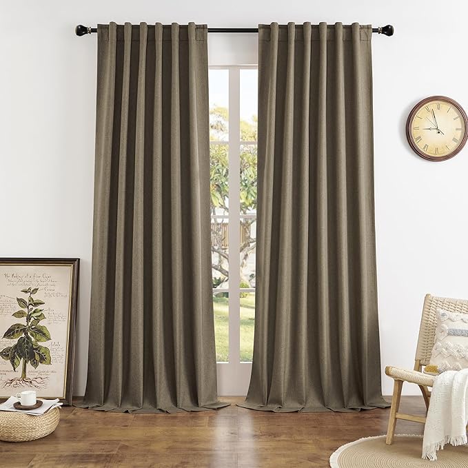 Blackout Curtains 108 Inch Extra Long Thermal Insulated Window Treatment Panels Room Darkening Blackout Drapes for Living Room Back Tab/Rod Pocket 50 x108 Inch,Chocolate Brown,2 Panels 9ft Tall