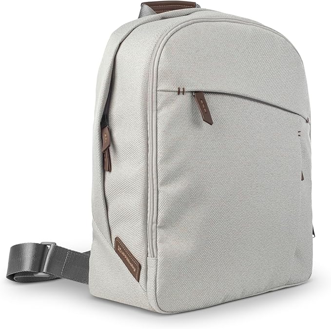 UPPAbaby Changing Backpack/Multiple Storage Compartments/Stroller Strap Attachment/Bottle Insulator and Changing Pad Included/Savannah (Pearl Gray Jacquard/Chestnut Leather)