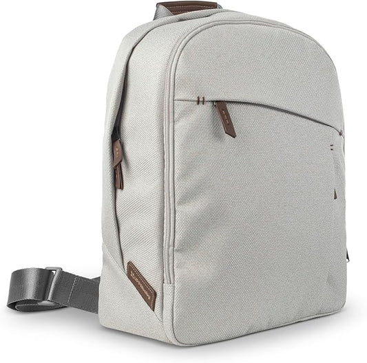 UPPAbaby Changing Backpack/Multiple Storage Compartments/Stroller Strap Attachment/Bottle Insulator and Changing Pad Included/Savannah (Pearl Gray Jacquard/Chestnut Leather)