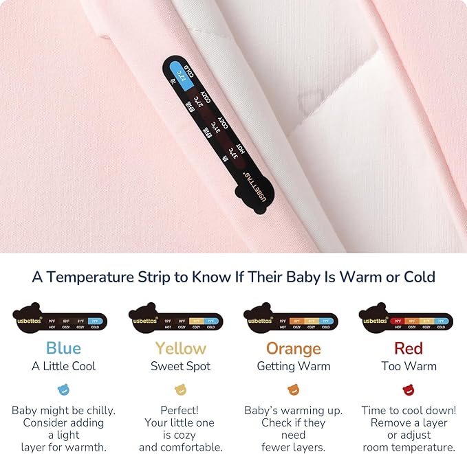 usbettas 1.0 Tog 2.5 Tog Baby Sleep Sack, 100% Cotton Baby Sleeping Bag 3-24M, 2-Way Zipper Baby Wearable Blanket