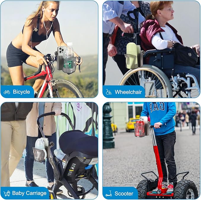 Accmor 2-in-1 Walker Cup Holder with Phone Holder, Wheelchair Cup Holder, Rollator Cup Holder, Cup Phone Holder for Walker, Wheelchair, Rollator, Mobility Scooter