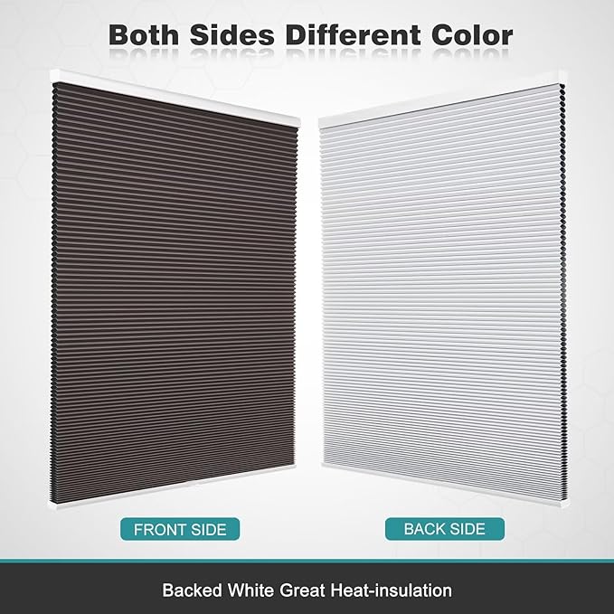 Changshade Blackout Blinds, Cordless Cellular Shades, Honeycomb Blackout Shades, Room Darkening Blinds, Pull Down Window Shades, Easy to Install Honeycomb Window Blinds for Home&Office, Taupe
