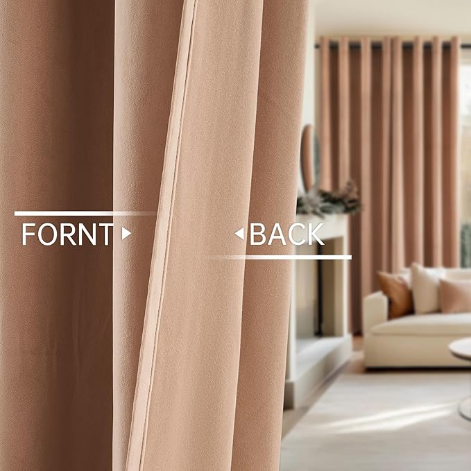 Topfinel 120 Inches Long Extra Long Blush Pink Velvet Curtains for Living Room, Heavy Luxury Floor to Ceiling Sound Absorbing Grommet Crushed Velve Drapes 2 Panels for Bedroom 10 FT