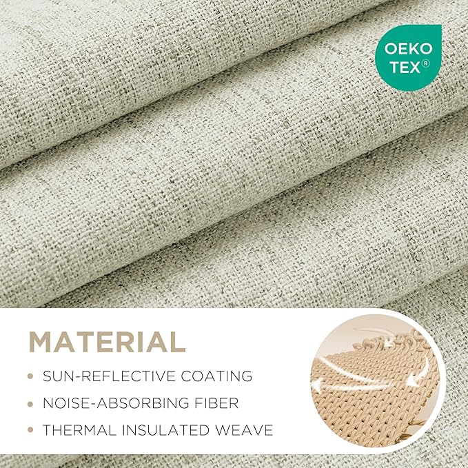 Joydeco Blackout Curtains for Bedroom - 100% Light Blocking 2 Panels Light Beige Drapes 66"W x 84"L, Thermal Insulated Room Darkening Curtains, Linen Textured for Living Room, Rod Pocket & Back Tabs