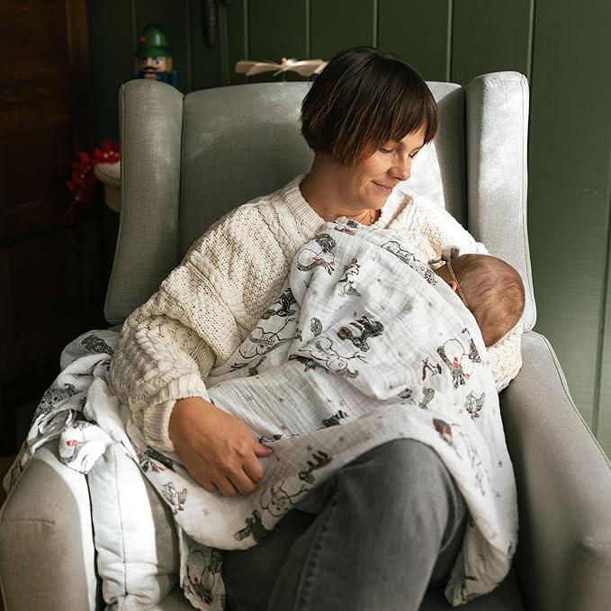 Little Unicorn Muslin Swaddle Blanket for Newborns & Infants | Soft & Breathable Fabric | Set of 3 Baby Blankets for Swaddling, Nursing, Shower Gifts (Snow Day)