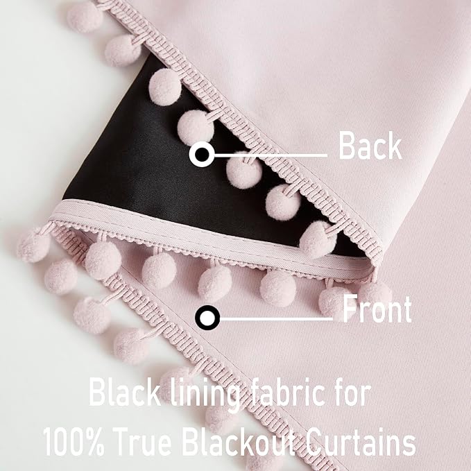 Treatmentex Blackout Window Curtains for Bedroom Pink Girls Room Curtains 54" Length Thermal Insulated Curtain Panels 52" W x 54" L 2 pcs Rod Pocket