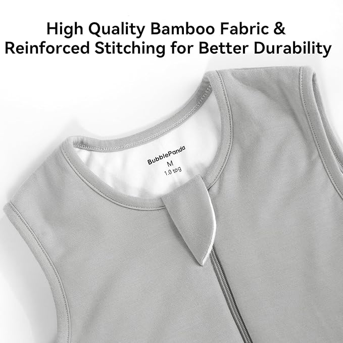 BubblePanda Rayon Made from Bamboo Toddler Sleep Sack with Feet 6-12 Months 1.0 Tog Ultra Soft Toddler Sleeping Sack Baby Sleep Bag Walker Quilted Wearable Blanket with Legs 2-Way Zipper Lightweight