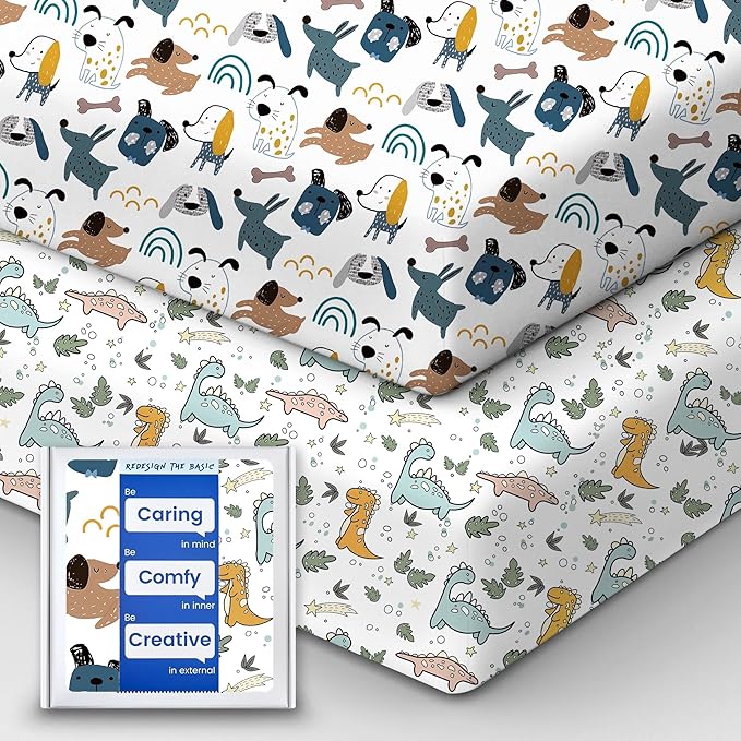 TotBasic Baby Crib Sheets Boy Girl for Standard Crib Mattress - Ultra Soft Jersey Knit Neutral Crib Mattress Sheet, Safe and Snug, Durable, Stylish Crib Sheet Fitted, 28''x52''x9'' Extra Deep Pocket
