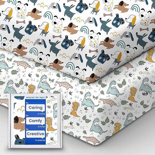 TotBasic Baby Crib Sheets Boy Girl for Standard Crib Mattress - Ultra Soft Jersey Knit Neutral Crib Mattress Sheet, Safe and Snug, Durable, Stylish Crib Sheet Fitted, 28''x52''x9'' Extra Deep Pocket