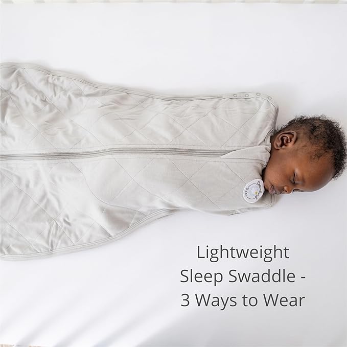 Dreamland Baby Viscose Swaddle Blanket (0-6 Months). 1.0 TOG Ultra Soft Swaddle Blanket w/Built in Band. 97% Viscose, 3% Spandex (Grey). Mom-Owned US Business, Premium Materials