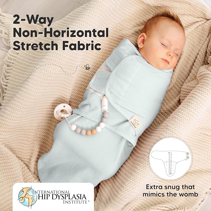 3-Pack Organic Swaddles for Newborns, Baby Sleep Sacks 0-3 Months - Baby Swaddle Wrap, Newborn Wearable Blanket, Infant Sleep Sack for Girls, Boys, Soft & Snug, Large Hook & Loop Closure (Ripple)