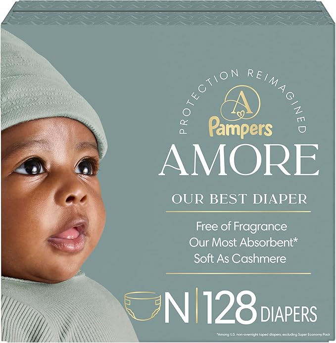 Pampers Amore, Size 0 (up to 10 lbs), 128 Count, Our Best Diaper