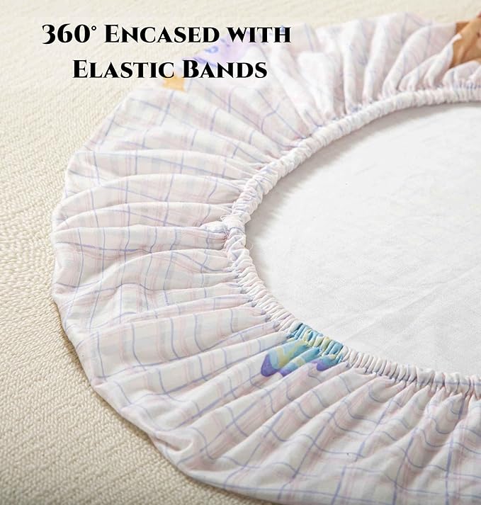 SDY Jersey Bassinet Sheets for Baby Girls,32 "x 16 "x 4", Pink Kawaii Bear Standard Oval/Retangle Bassinet Mattress Sheets for Toddler,Super Soft Breathable