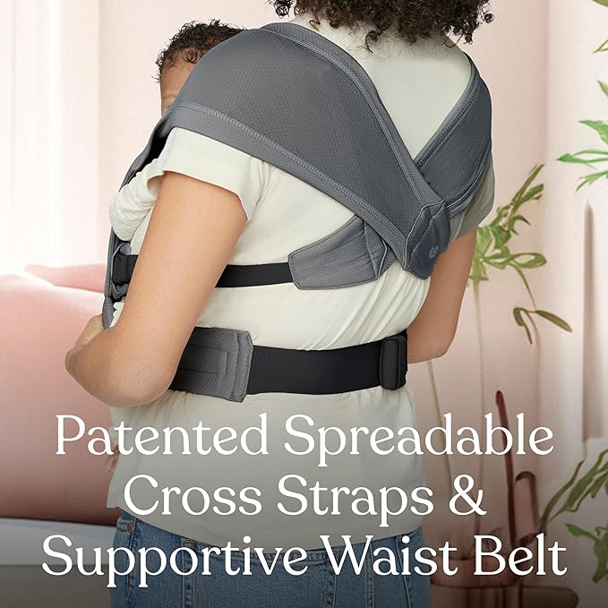 Ergobaby Embrace Baby Carrier Newborn to Toddler - Lightweight Ergonomic Baby Carriers - Cozy Essentials (7-25 Pounds), Soft Air Mesh, Washed Black