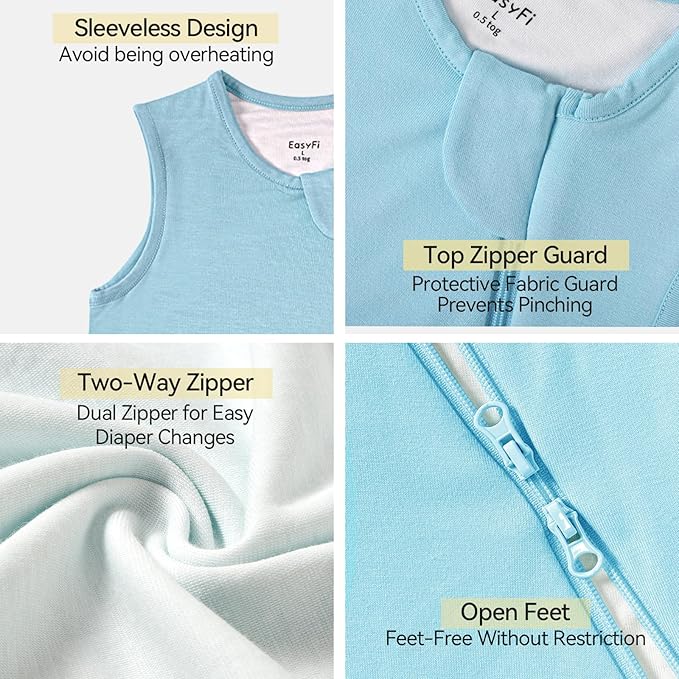 Rayon Made from Bamboo Sleep Sack 6-12 Months Ultra Soft Toddler Sleep Sack 1.0 Tog Baby Wearable Blanket Unisex Sleeping Bag for Babies Infant with 2-Way Zipper