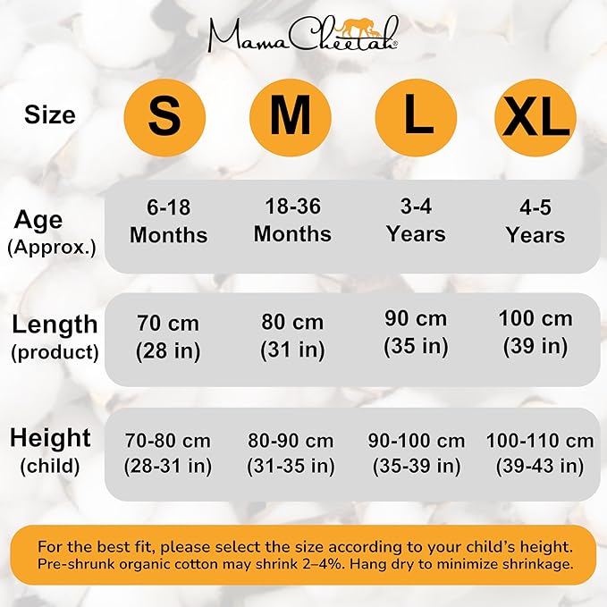 Mama Cheetah Toddler Sleep Sack with Feet, Long Sleeve 0.5 TOG Organic Cotton Baby Sleeping Bag with Legs, Wearable Blanket for Walkers w/ 2-Way Zipper, Toddler Blanket for Girls & Boys 6-18 M