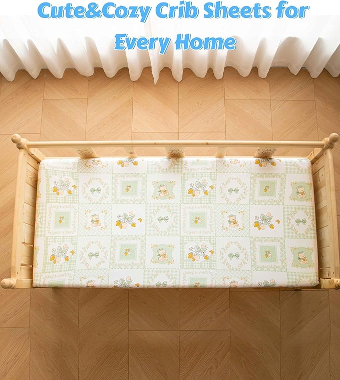 SDY Jersey Floral Crib Sheets for Baby Boys and Girls,52”x28”x8,2 Pack,Neutral Green Flower Standard Oval/Retangle Crib Mattress Sheets for Toddler,Super Soft Breathable