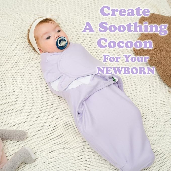 Bublo Baby Swaddles for Newborns – 3-Pack Infant Swaddles 0-3 Months – Adjustable Swaddle Sleep Sack – Soft 100% Cotton Baby Wrap for Safe & Cozy Sleep (Baby Pink-Lavender)