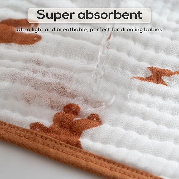 LILY O LAUREL Muslin Burp Cloths, 20"x10"- Pack of 8, 6 Layers Super Soft Absorbent & Breathable 100% Cotton for Baby Drool and Messes, Burp Cloth Baby Boy and Burp Cloths Baby Girl