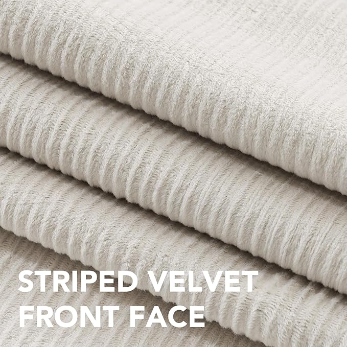 H.VERSAILTEX Velvet 100% Blackout Curtains for Living Room Full Light Blocking Curtains Thermal Insulated Room Window Drapes Soft Luxury Curtains Grommet Top 2 Panels (55" W x 84" L, Natural)