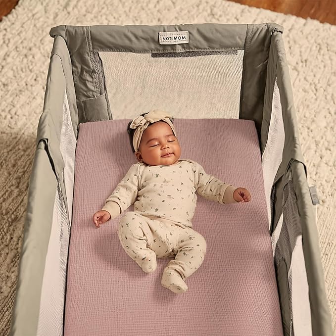 lulumoon Mini Crib Sheets 2-Pack: Soft Muslin Cotton Pack and Play Sheets for Playard Mattress - Nursery & Baby Shower