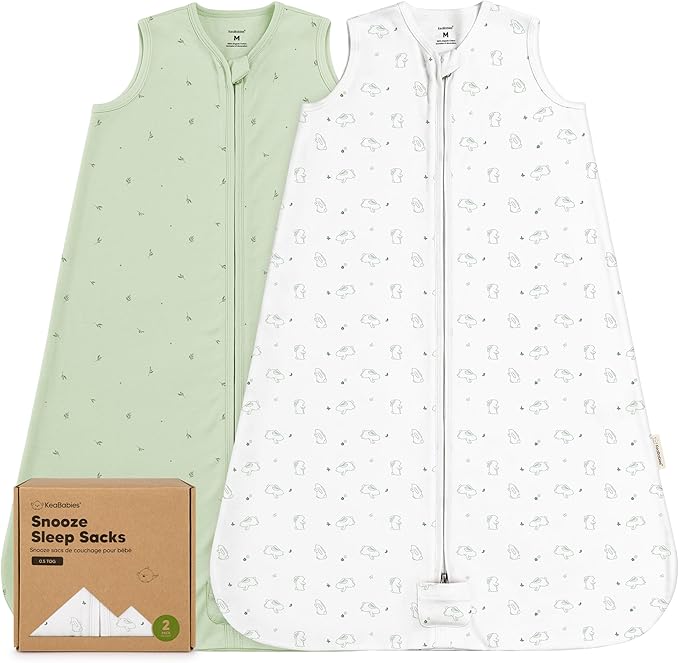 2-Pack Baby Sleep Sacks, Zipper Wearable Blanket - 0.5TOG Organic Cotton, Lightweight, Soft Cozy Toddler Sleeping Sack 6-12 months,Easy to Wear Large Newborn Transition Swaddles Sleepsacks (Bunnies)
