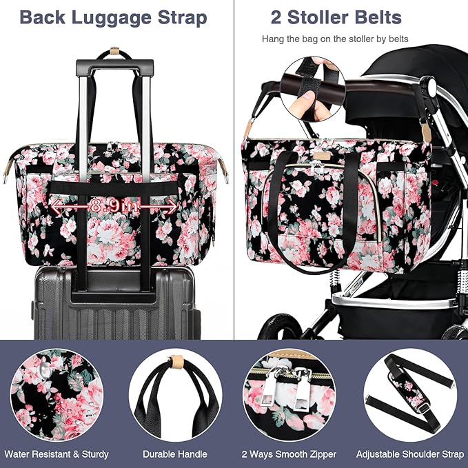 ITIEZY Diaper Bag Tote for Baby - Large Mommy Bag with Portable Changing Pad Pacifier Case, Hospital Bags Travel Baby Bag