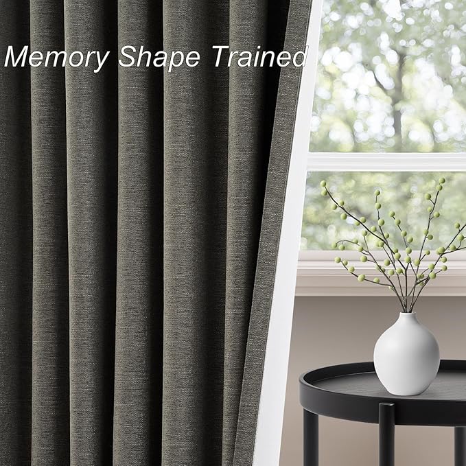 Topfinel Extra Long Grey Linen Blackout Curtains 120 inches Long Thermal Insulated Energy Efficient Window Treatments for Bedroom Living Room Office Back Tab Rod Pocket, W52xL120, 2 Panels