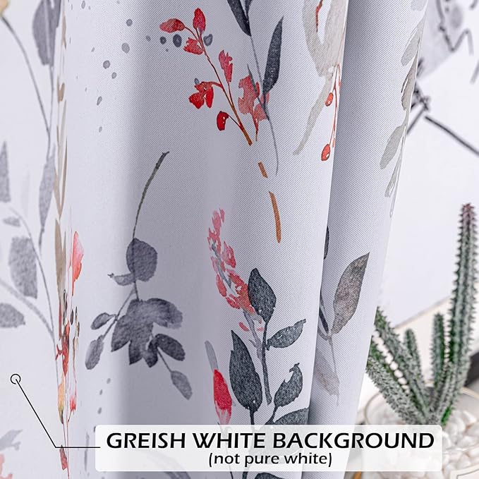 MYSKY HOME Living Room Curtains Thermal Insulated Room Darkening Floral Black Out Curtains 108 Inch Long for Bedroom Dining Room Light Blocking Grommet Rustic Curtains Drapes, 2 Panels, Red