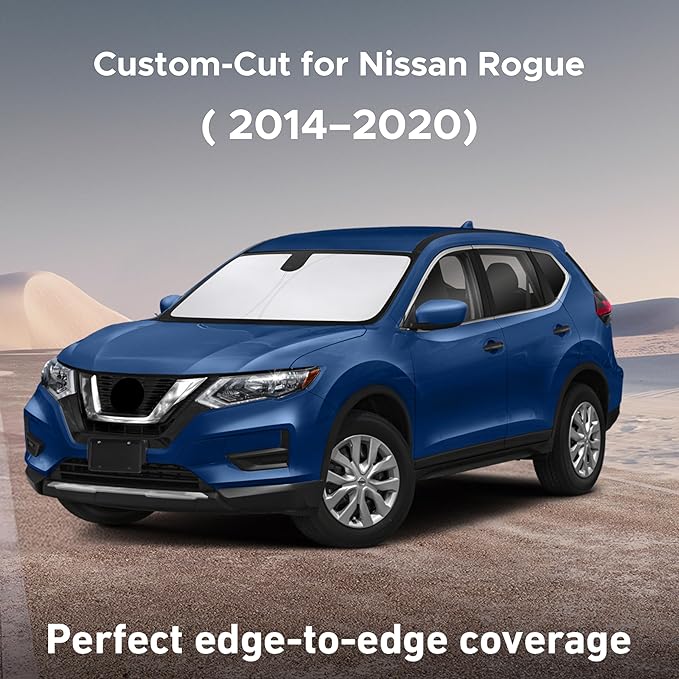 Econour Windshield Sunshade for Nissan Rogue 2014-2018 2019 2020, Sun Visor for Front Windshield & Window Sun Shade Cover, UV Heat Blocker & Protector, Car Accessories