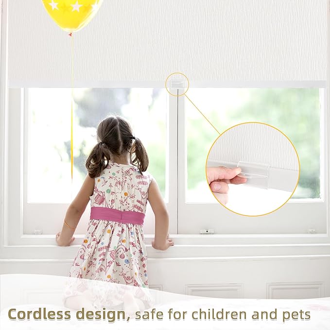 ChrisDowa Cordless Blackout Roller Shades for Windows, Striped Free-Stop Window Blinds with Privacy, Thermal Insulated Window Shades for Home, Office and Door. White, 28" W x 72" H