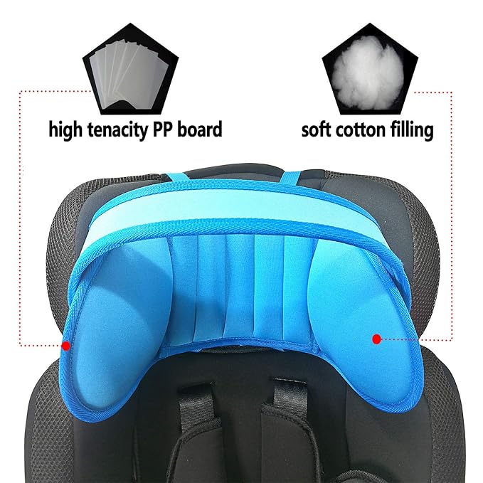Adjustable Child Car Seat Head Support, Universal Suitable for Both Children and Adults, Head Protect Pad on Child Car Seat, Safety Car Sleeping Headrest for Child, Infants, Toddlers and Adults (Blue)