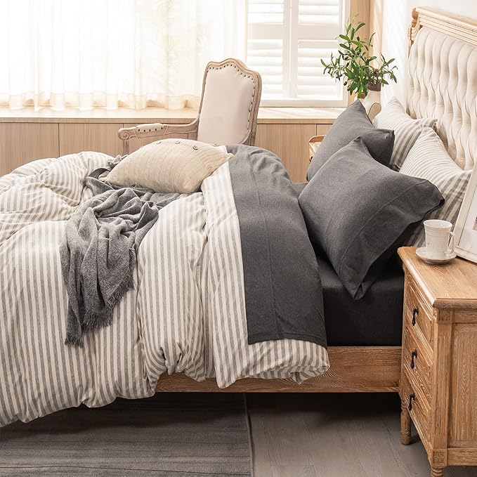PURE ERA Jersey Knit 4pc Bed Sheet Set 100% T-Shirt Heather Cotton Super Soft Comfy Breathable Fits Mattress Up to 20" Extra Deep Pocket (Charcoal Dark Grey, King)