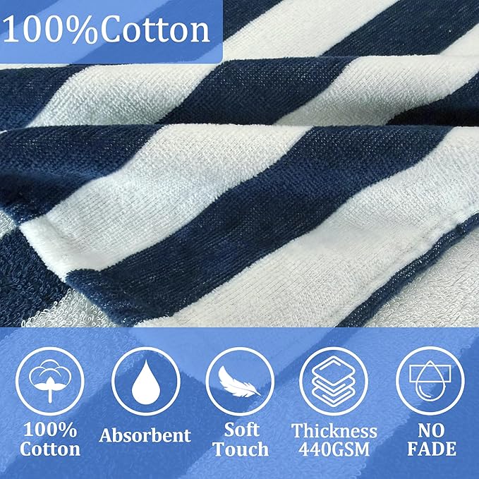 Toddler Poncho Towels with Hood, Oversized (2-4Years,22"X22") Made from 100% Soft Cotton,Absorbent Hooded Towels for Baby Boys,Perfect for Pool | Swimming | Bath | Beach,Navy Blue Stripe