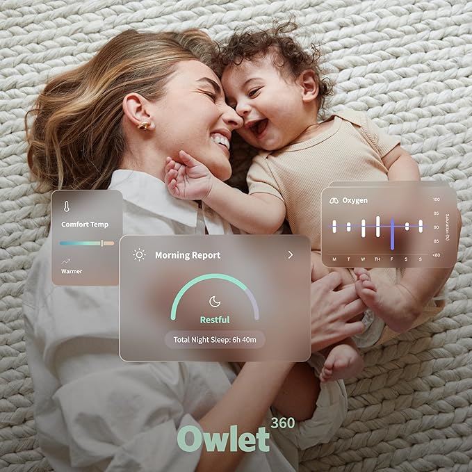 Owlet Dream Sock - FDA-Cleared Smart Baby Monitor - Track Live Pulse (Heart) Rate, Oxygen in Infants - Receive Notifications - Dusty Rose