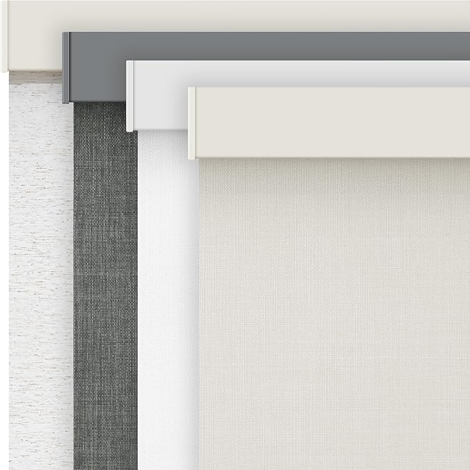 AOSKY Linen Roller Blinds Shades for Indoor Windows Pull Down Cordless Blackout Black Out Window Shade 24 Inch Blinds for Home Beige