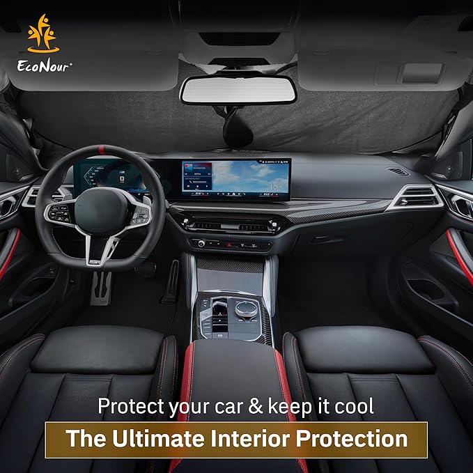 Foldable Windshield Sun Shade for Car – 280T Reflective UV and Heat Shield with Storage Bag | Keeps Interior Cool | Universal Fit for Sedans, SUVs, and Trucks – Standard (64" x 32")