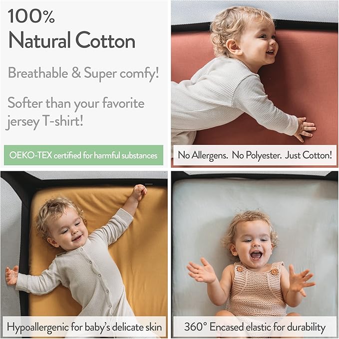Bassinet Fitted Sheets Compatible with Ingenuity Foldaway Rocking, Lullanight Soothing, Dream on Me Poppy Traveler Bassinet – Snuggly Soft 100% Jersey Cotton – Light + Dark Sage Green – 2 Pack