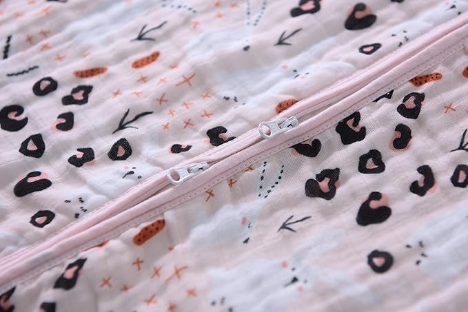 TADO MUSLIN Baby Sleep Sack 2-4 T Boys & Girls Wearable Blanket 100% Organic Cotton 0.5 TOG Toddler Sleep Sacks 2- Way Zipper X-Large Muslin Pink Bunny