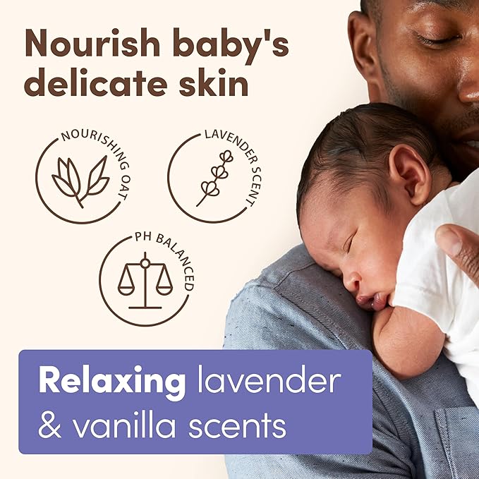 Aveeno Baby Calming Comfort Bath & Body Lotion Set, Nighttime Baby Skin Care Products with Nourishing Oatmeal Plus Relaxing Lavender & Vanilla Scents, Paraben- & Phthalate -Free, 2 Items | Calming Comfort, Nighttime, Natural Oat, Lavender, Vanilla Scen...