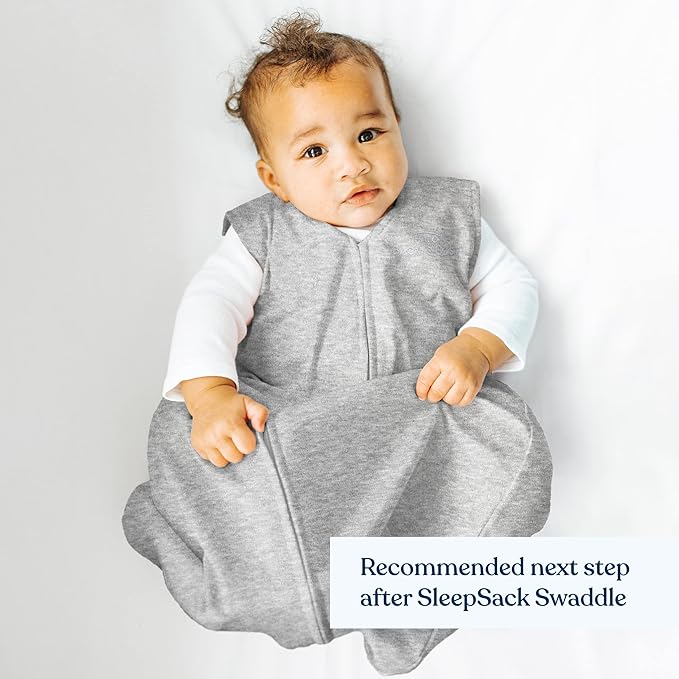 HALO SleepSack, 100% Cotton Wearable Blanket, Swaddle Transition Sleeping Bag, TOG 0.5, Heather Gray, Size Medium, 6-12 Months