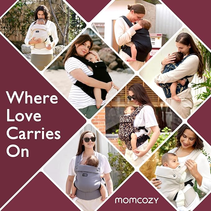 Momcozy Baby Carrier - Ergonomic, Cozy and Lightweight Carrier for 7-45lbs, Effortless to Put On, Ideal for Hands-Free Parenting, Enhanced Lumbar Support, Purehug for Infant to Toddler, Black
