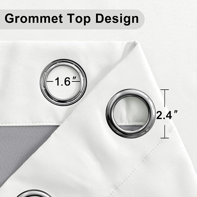 XWZO 100% Blackout Curtains 63 Inches Long with Tiebacks- Heat and Full Light Blocking, Thermal Insulated Window Panels with Grommets for Bedroom/Nursery, Ivory, W42 x L63, Set of 2 Draperies