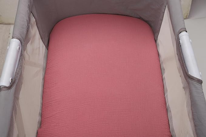 Onacosht Muslin Bassinet Sheets 35" X 20" Compatiable with AMKE 3 in 1 Bassinets, MiClassic, Uiuwoo, Foalom, YADAQE, Milliard and TCBunny Bassinet, 100% Cotton 2 Pack, Pink and Pastel Violet