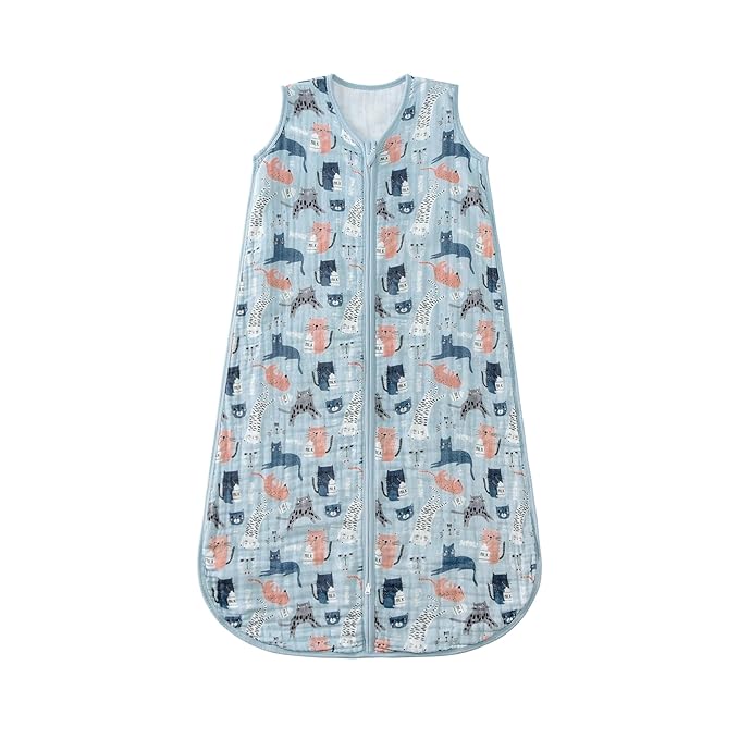 TADO MUSLIN Baby Sleep Sack 2-4 T Baby Wearable Blanket 100% Organic Cotton 0.5 TOG Toddler Sleep Sacks 2- Way Zipper Soft 4 Layers Muslin 2T 3T 4T Kitten Cat