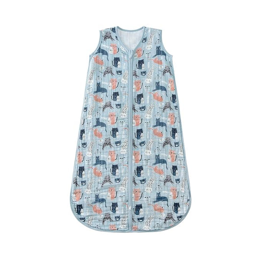 TADO MUSLIN Baby Sleep Sack 2-4 T Baby Wearable Blanket 100% Organic Cotton 0.5 TOG Toddler Sleep Sacks 2- Way Zipper Soft 4 Layers Muslin 2T 3T 4T Kitten Cat