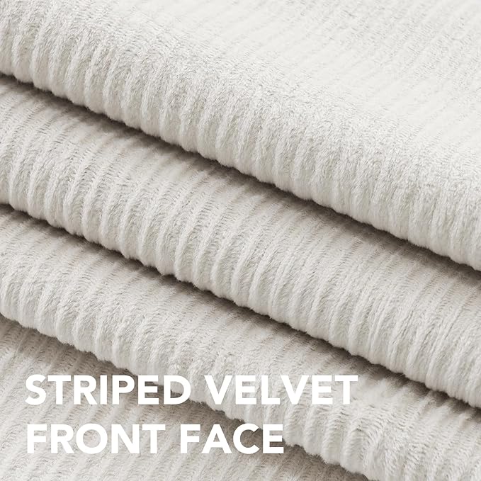 H.VERSAILTEX Velvet 100% Blackout Curtains for Living Room Full Light Blocking Curtains Thermal Insulated Room Window Drapes Soft Luxury Curtains Grommet Top 2 Panels (55" W x 63" L, Ivory)