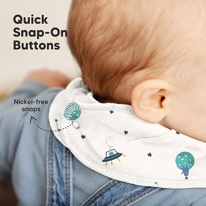 KeaBabies 8-Pack Organic Baby Bandana Bibs for Boys, Girls - Super Absorbent Triangle Baby Bibs for Drooling and Teething Infant, 100% Cotton Extra Soft for Newborn, Infant 0-36 Months (Cosmo)